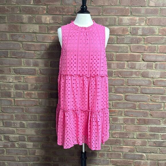 Mud Pie Women's Pink Biles Eyelet Dress Size Large - Picture 3 of 8